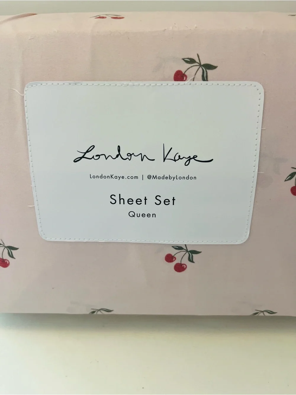 London Kaye Queen Sheet Sets Lot of 2 Petite Cherries & Cafe Espresso Martini